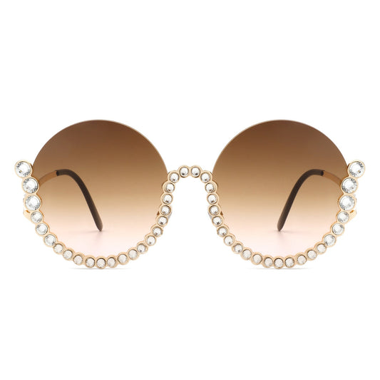 Gloriana Oversize Rhinestone Round Sunglasses