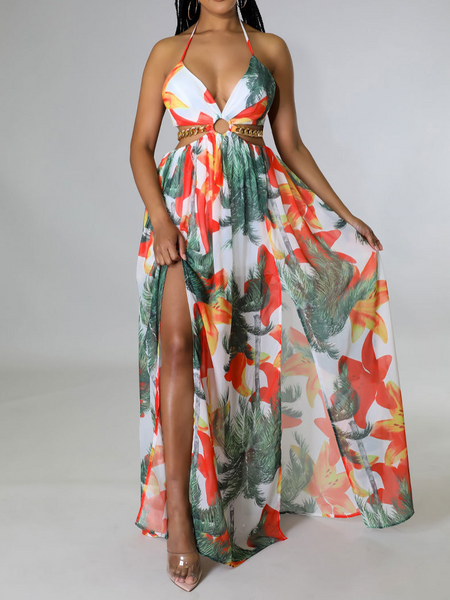 Floral Halter Maxi Dress