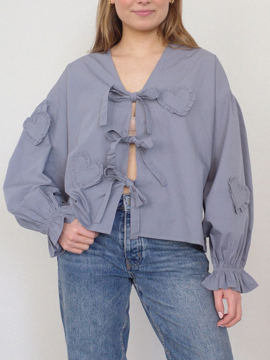 Tied Flounce Sleeve Blouse