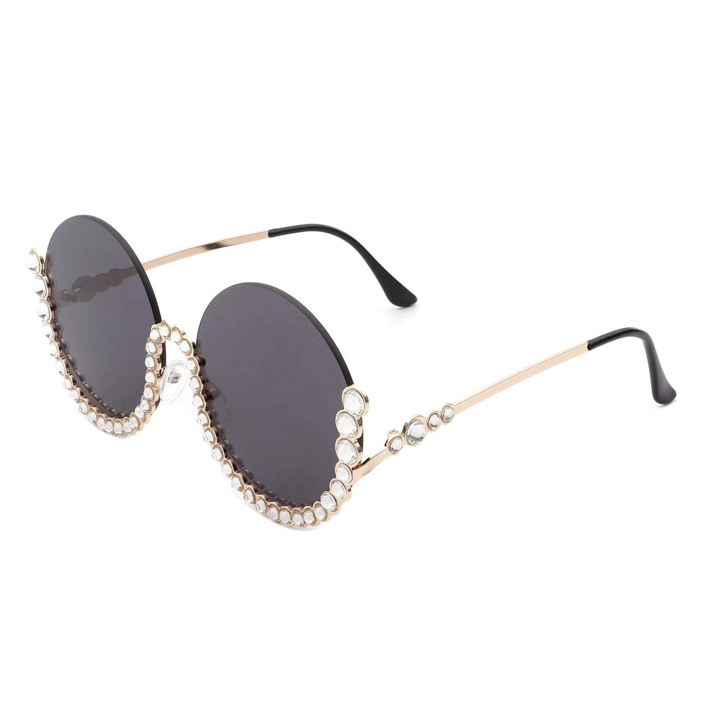 Gloriana Oversize Rhinestone Round Sunglasses