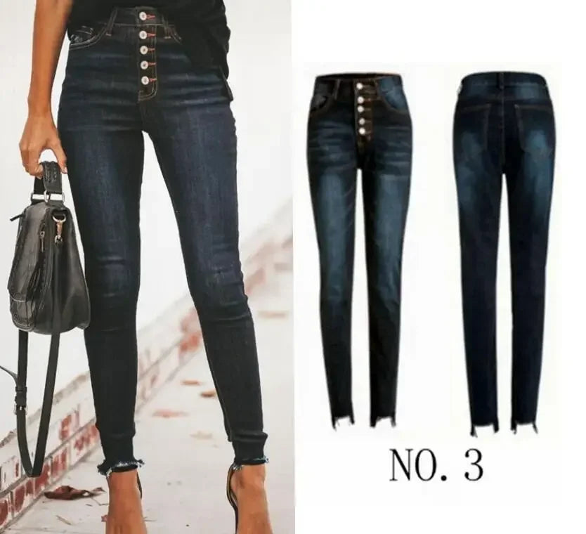 Stretch Ripped Classic Denim Jeans