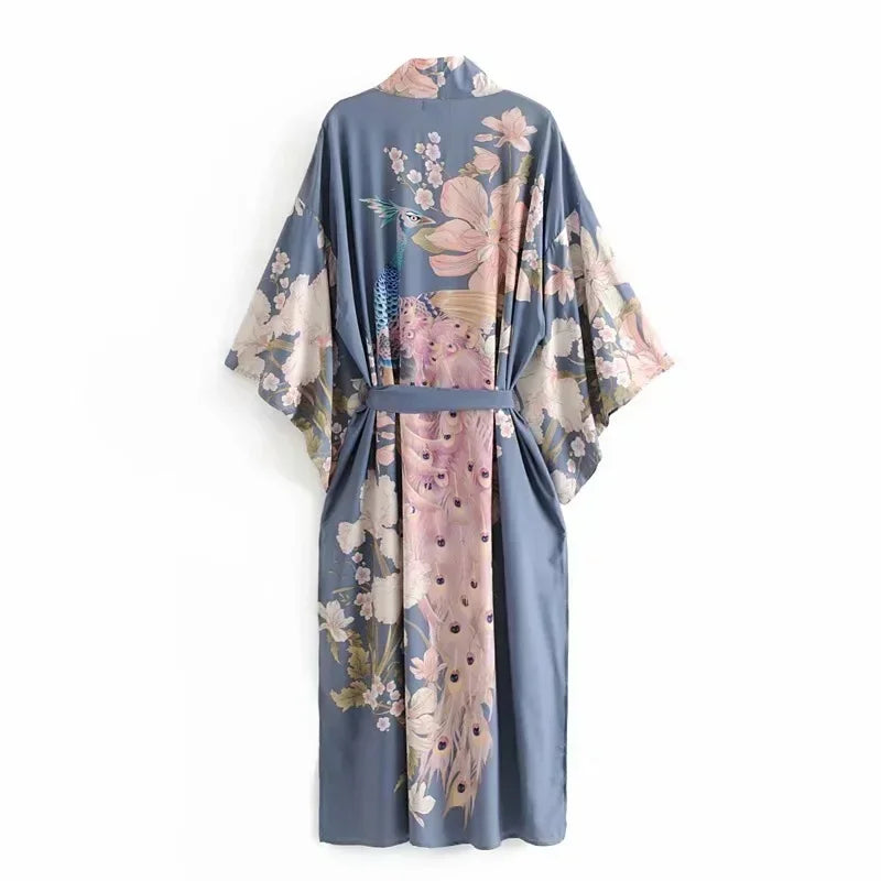 Asian Floral Printed Kimono