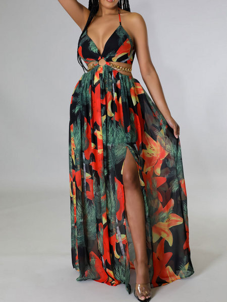 Floral Halter Maxi Dress