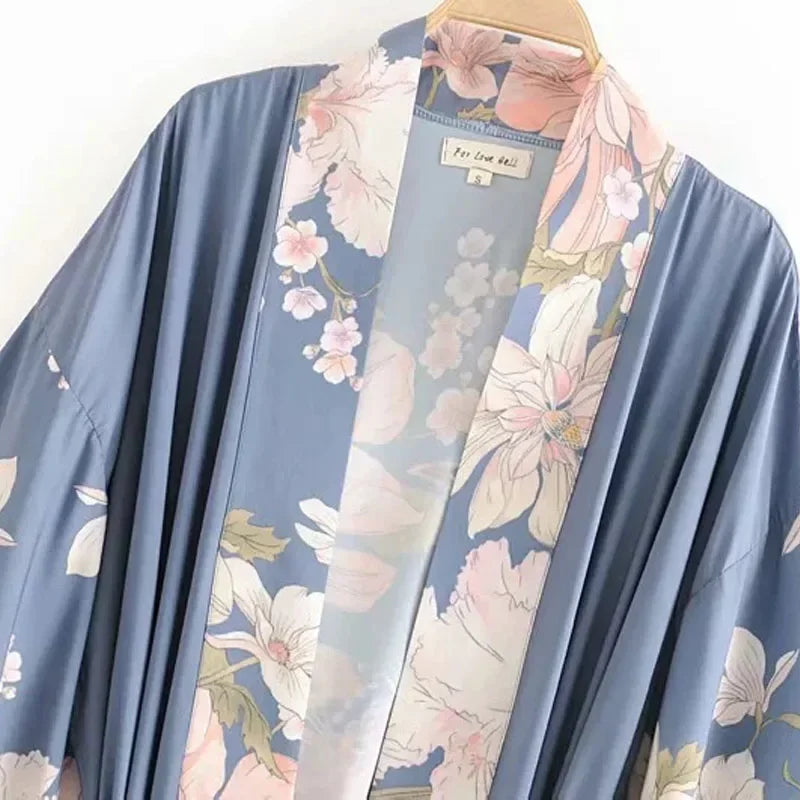 Asian Floral Printed Kimono