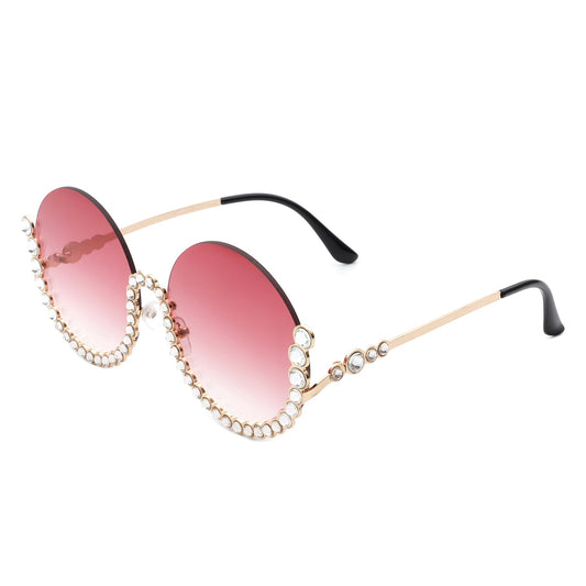 Gloriana Oversize Rhinestone Round Sunglasses