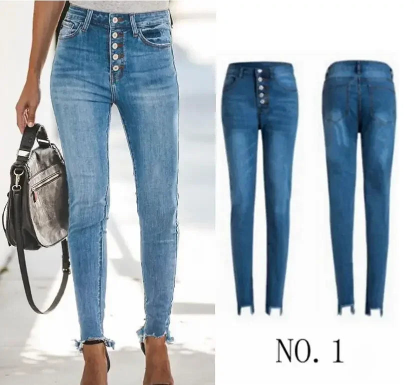 Stretch Ripped Classic Denim Jeans