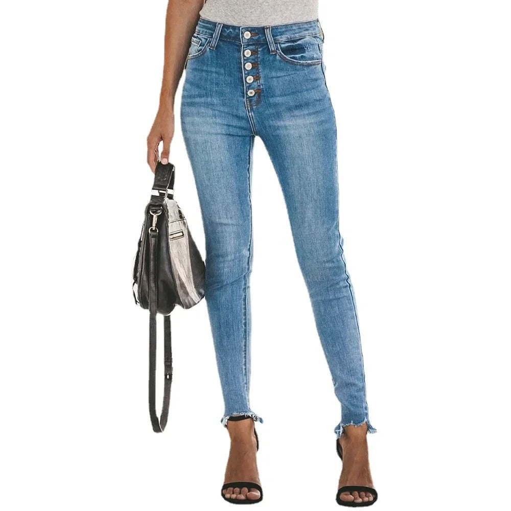 Stretch Ripped Classic Denim Jeans