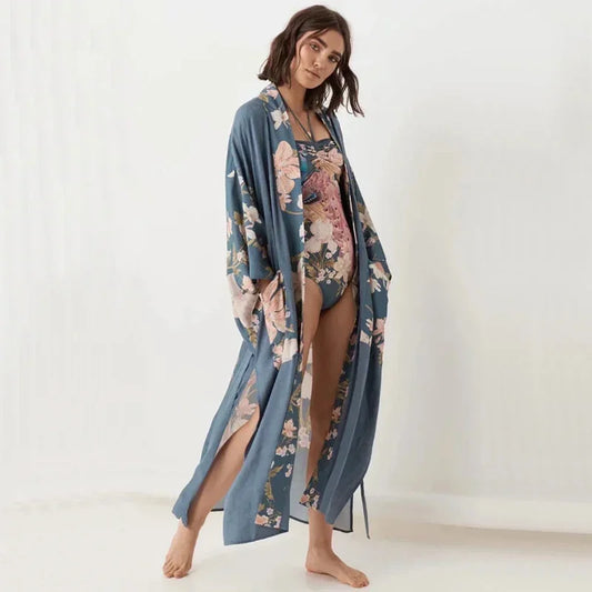 Asian Floral Printed Kimono