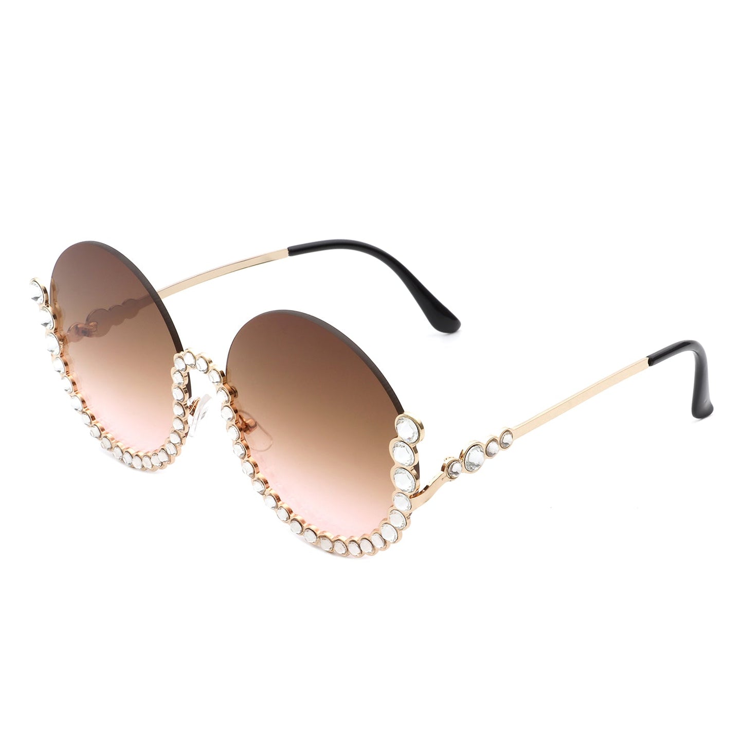 Gloriana Oversize Rhinestone Round Sunglasses