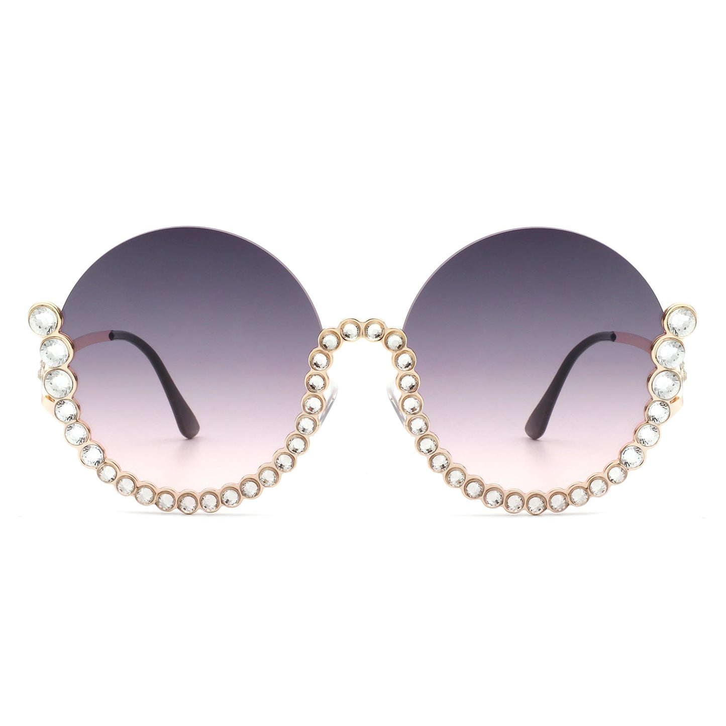 Gloriana Oversize Rhinestone Round Sunglasses