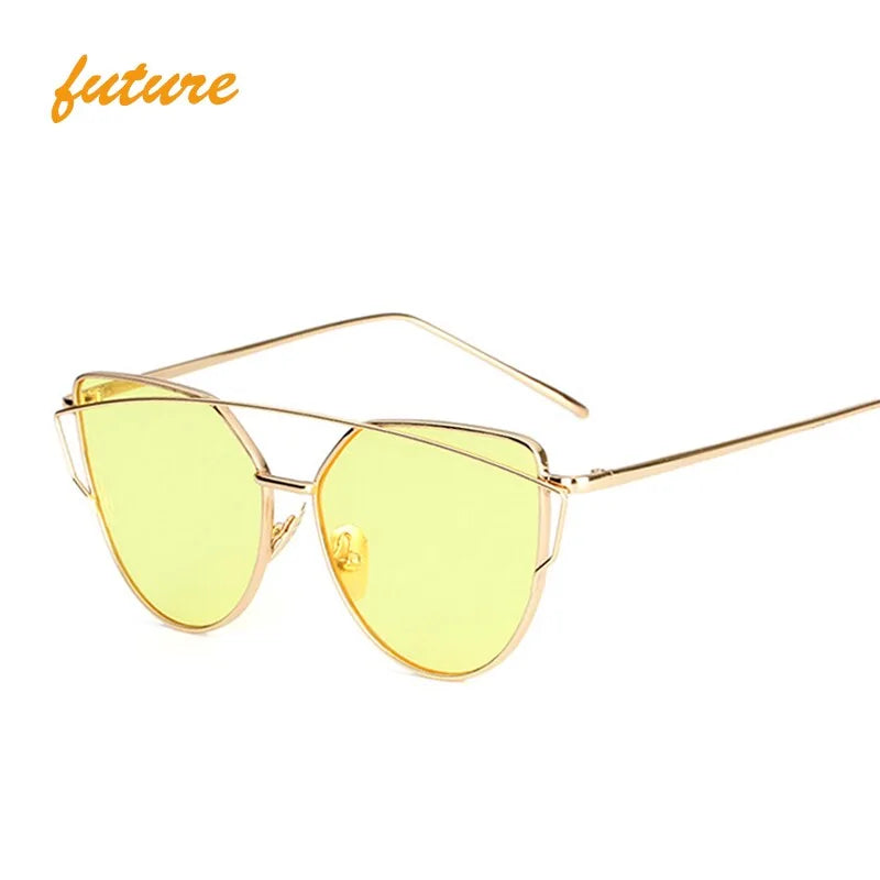 Women's Metal Reflective Flat Sunglasses