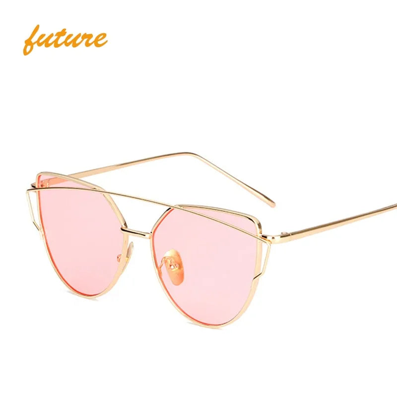 Women's Metal Reflective Flat Sunglasses