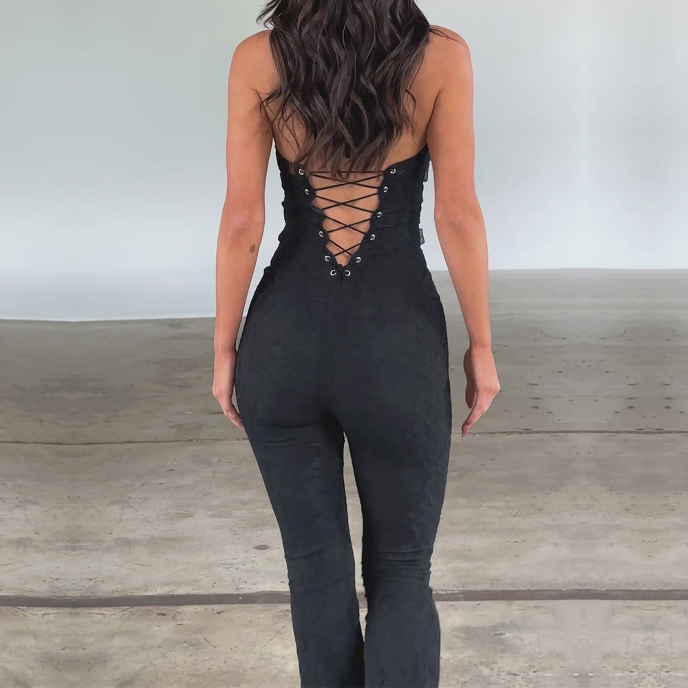 Lash Rope Lace Up Slim Fit Jumpsuit