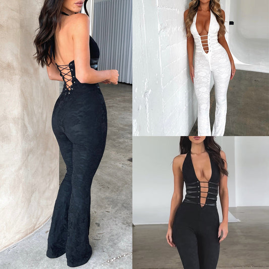 Lash Rope Lace Up Slim Fit Jumpsuit