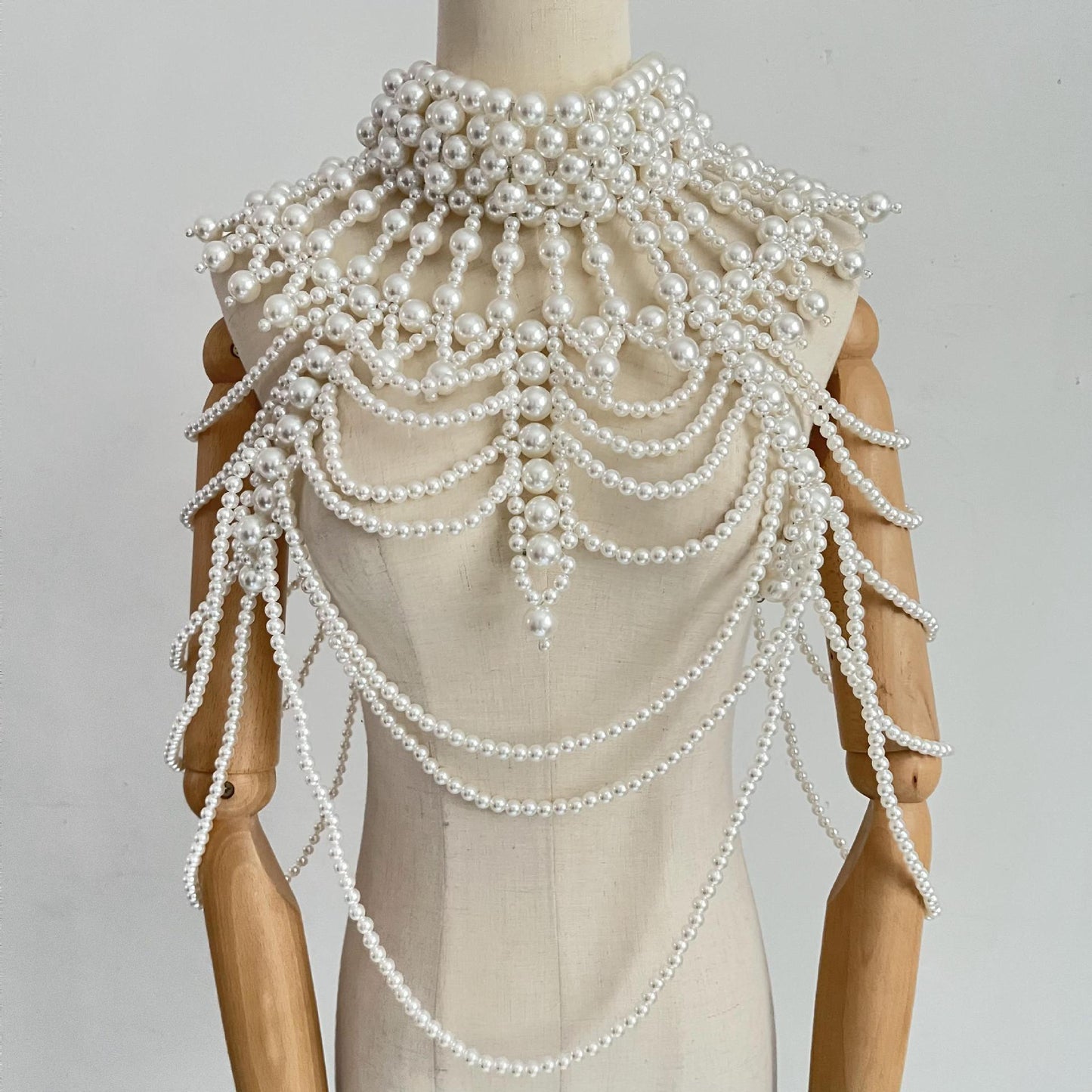 Pearls Body Shawl Exaggerated Handmade Multi Layer Necklace