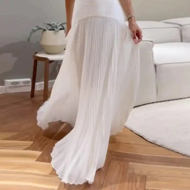 Strapless Flowing Pleated Dress