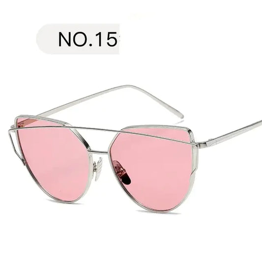 Women's Metal Reflective Flat Sunglasses