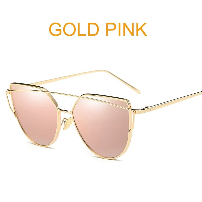 Women's Metal Reflective Flat Sunglasses