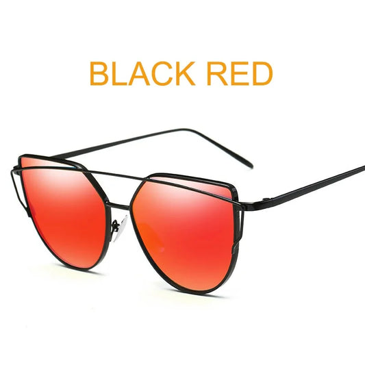 Women's Metal Reflective Flat Sunglasses