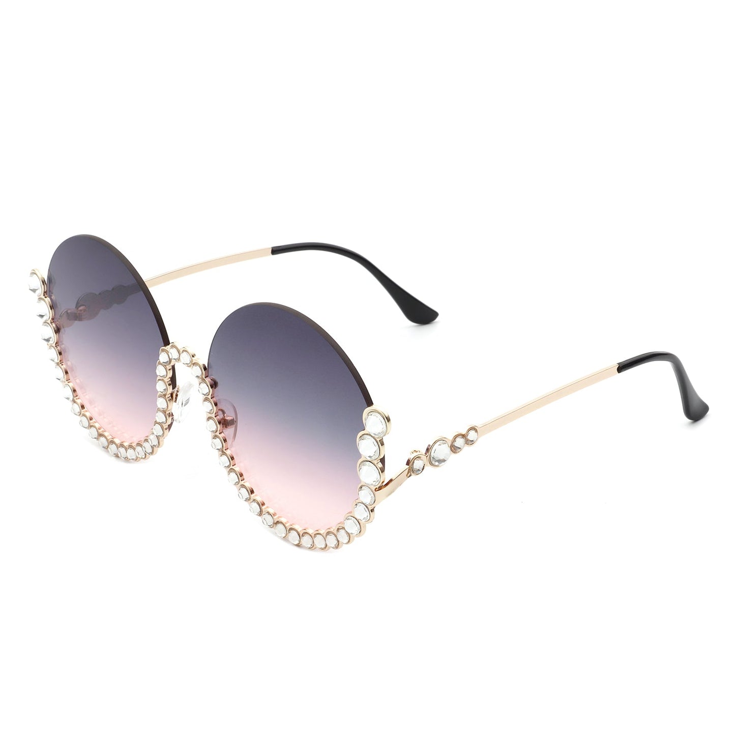 Gloriana Oversize Rhinestone Round Sunglasses