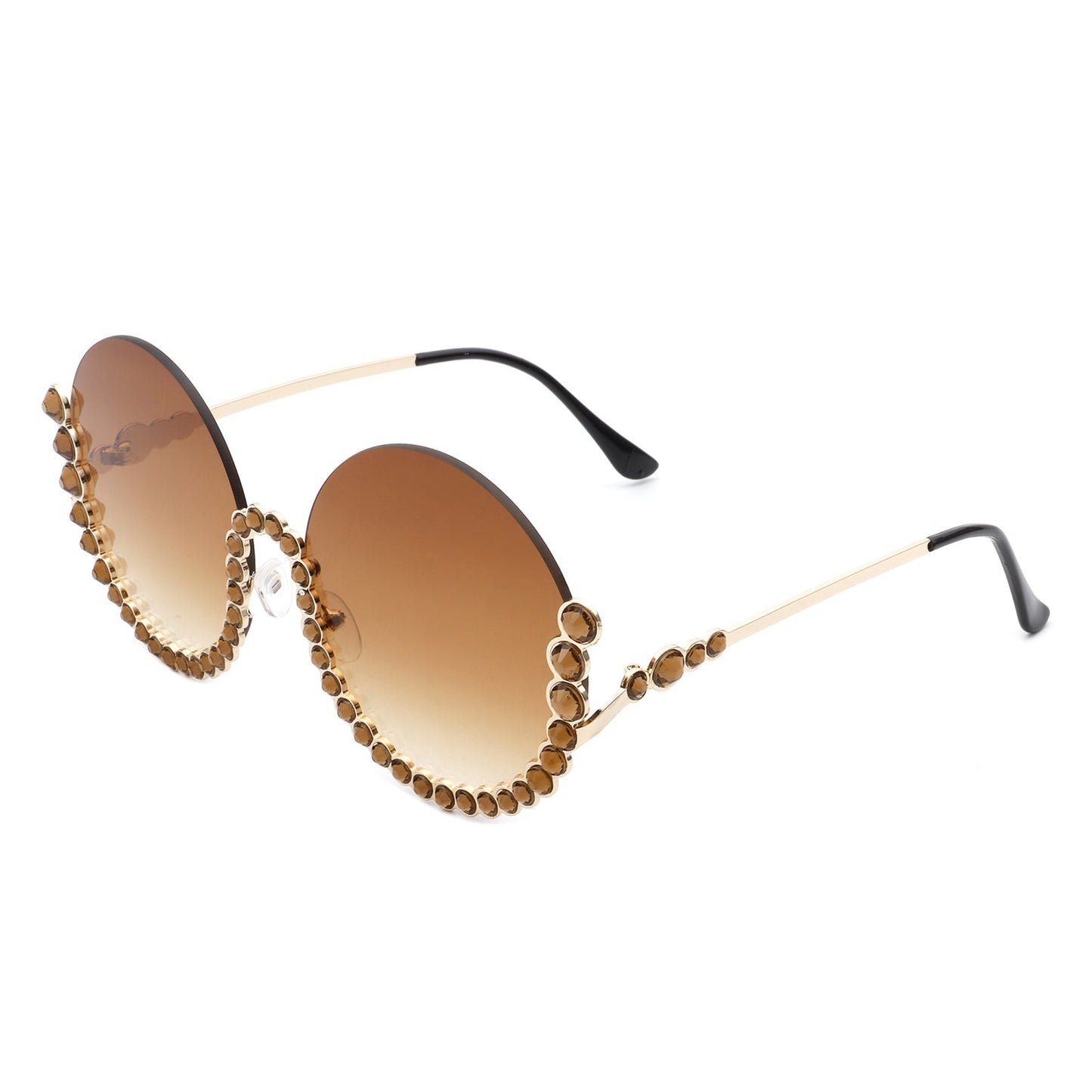 Gloriana Oversize Rhinestone Round Sunglasses