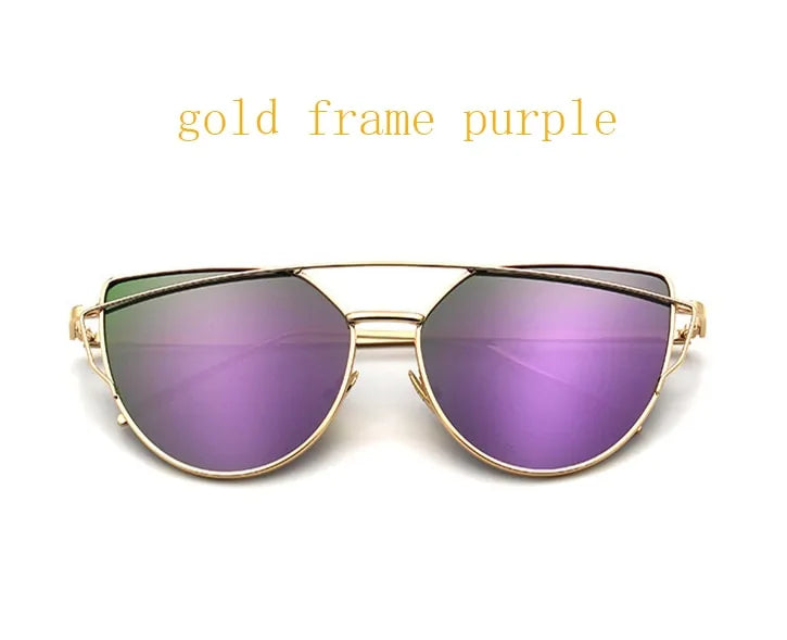 Women's Metal Reflective Flat Sunglasses