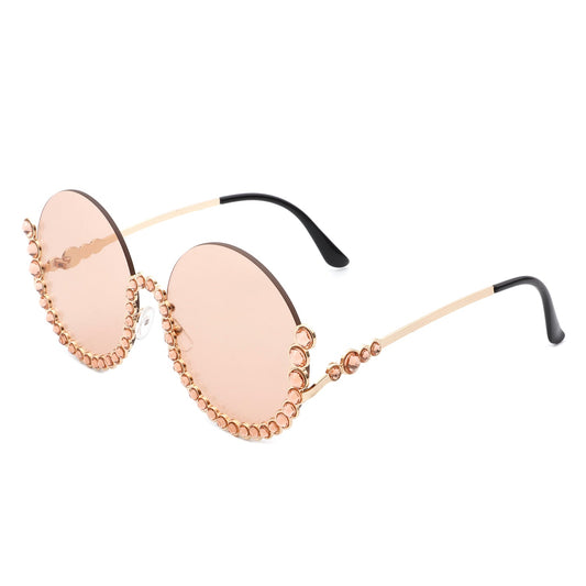 Gloriana Oversize Rhinestone Round Sunglasses