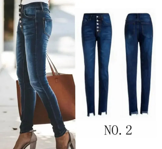 Stretch Ripped Classic Denim Jeans