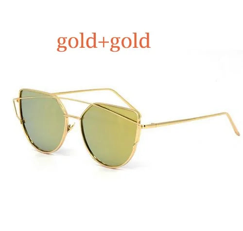 Women's Metal Reflective Flat Sunglasses