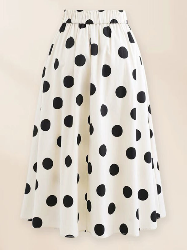 sexy bow one-piece swimsuit + polka dot print skirt (single piece)