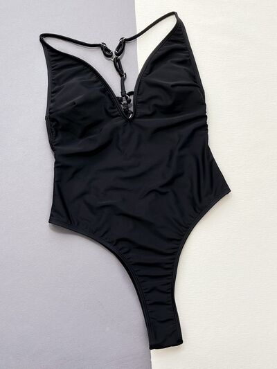 Black Strappy One-Piece Swimwear