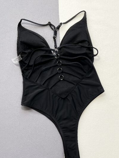 Black Strappy One-Piece Swimwear