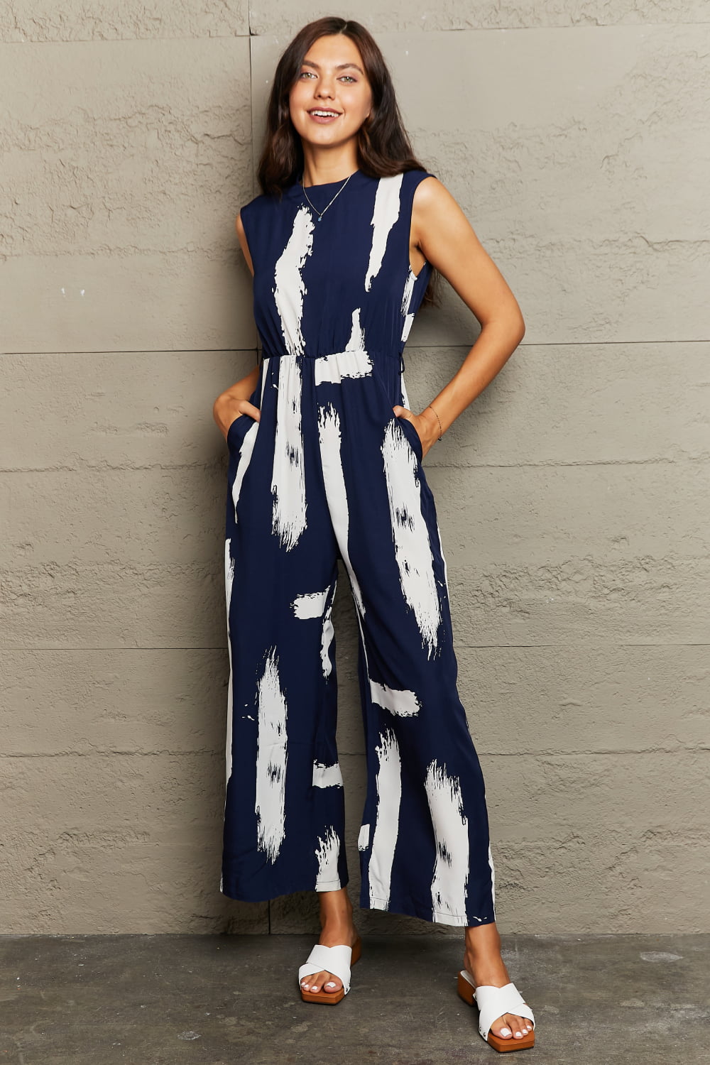 Printed Navy Jumpsuit